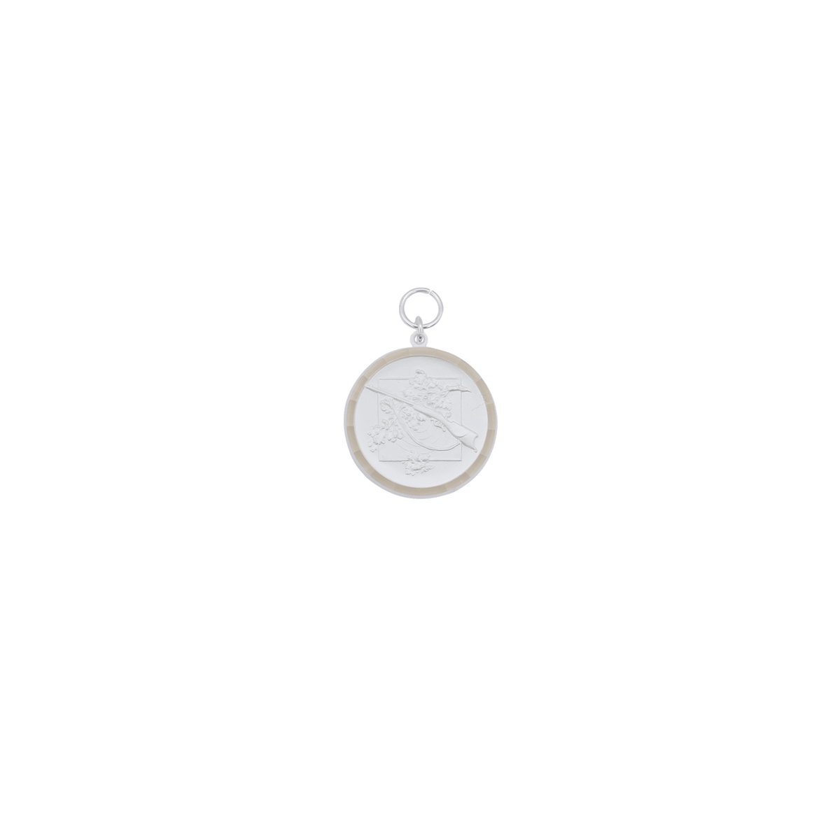 Medaille, Messing, versilbert, mit Öse(n) und Ring(en)