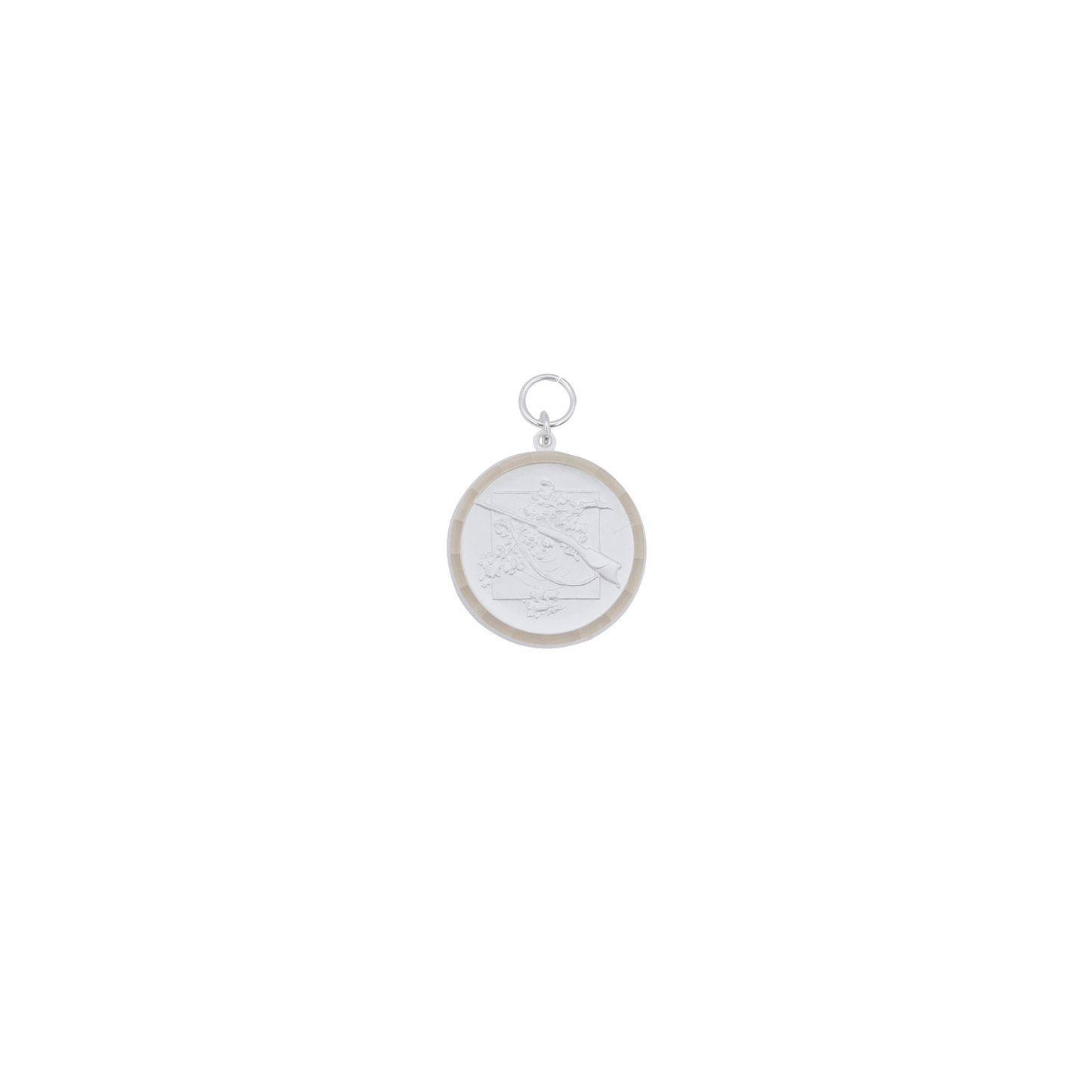 Medaille, versilbert , mit Öse und Ringen