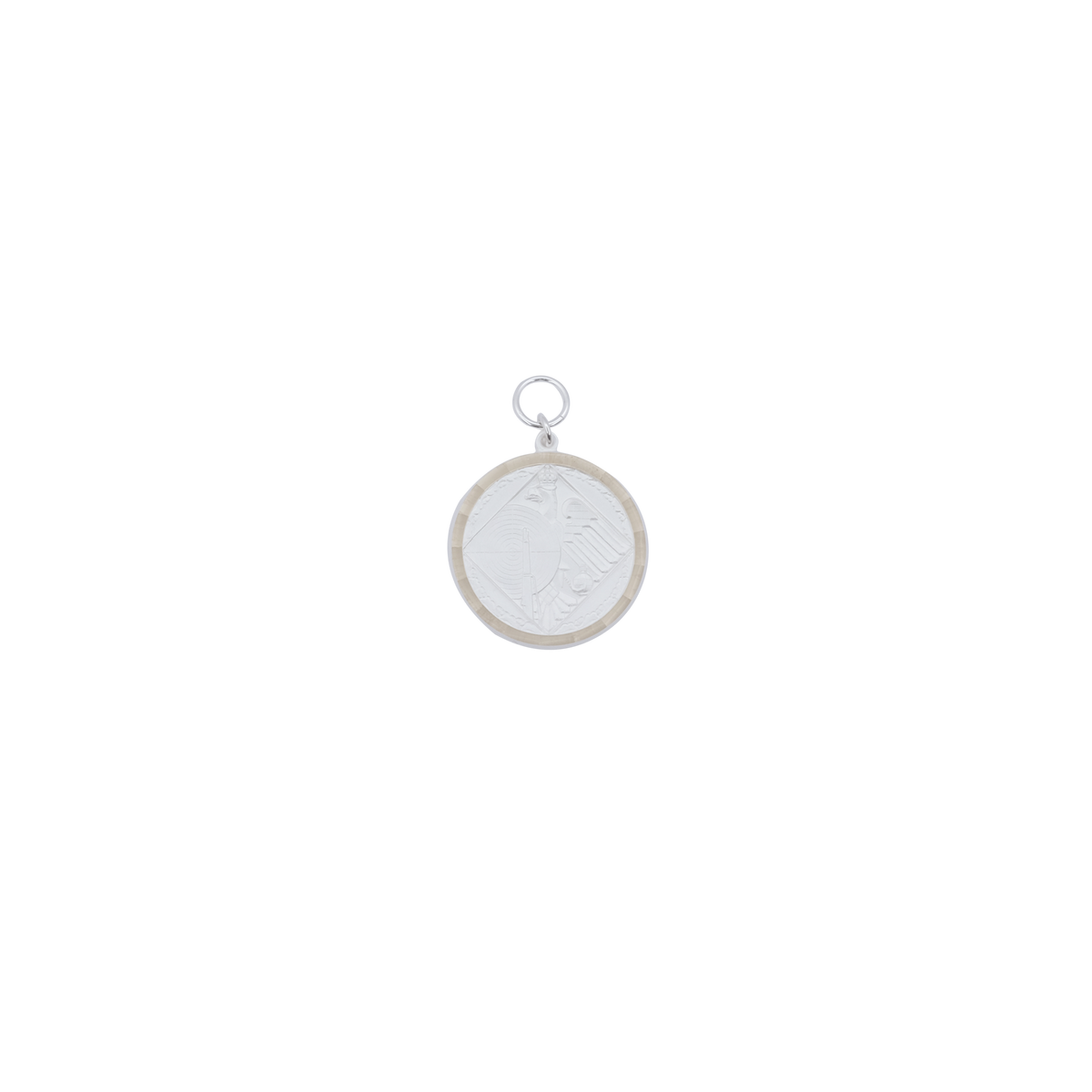 Medaille, Messing, versilbert, mit Öse(n) und Ring(en)