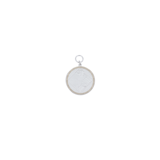 Medaille, Messing, versilbert, mit Öse(n) und Ring(en)