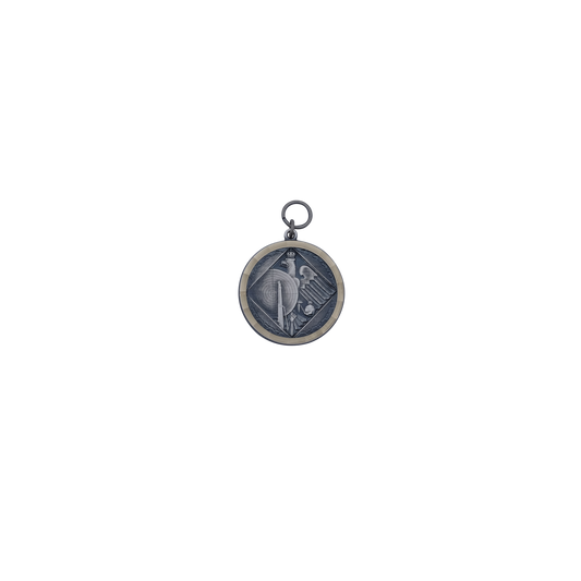 Medaille, Messing, altsilber, mit Öse(n) und Ring(en)