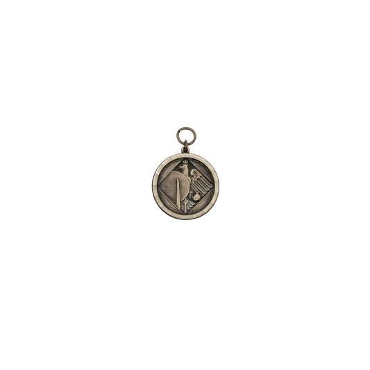 Medaille, Messing, bronzefarbig, mit Öse(n) und Ring(en)