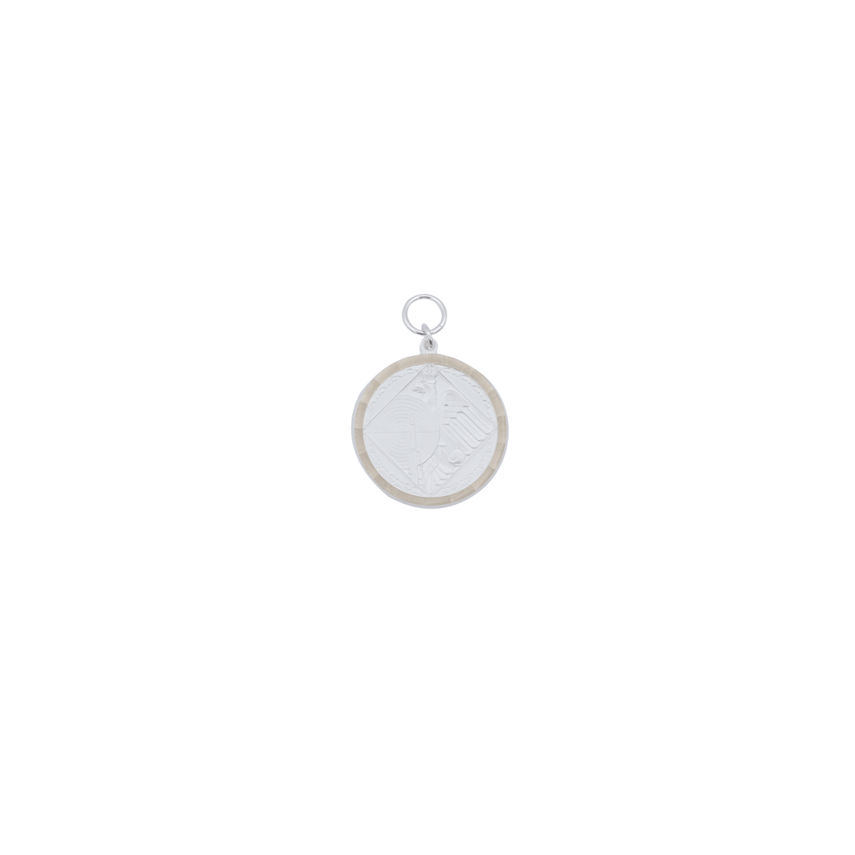 Medaille, Messing, versilbert, mit Öse(n) und Ring(en)