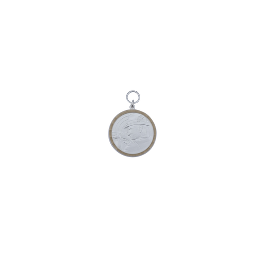 Medaille, Messing, versilbert, mit Öse(n) und Ring(en)