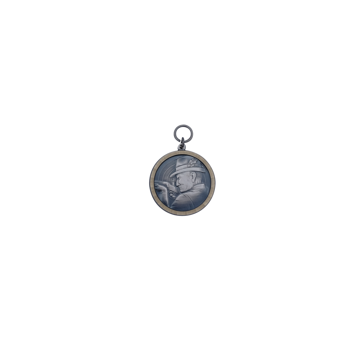 Medaille, Messing, altsilber, mit Öse(n) und Ring(en)