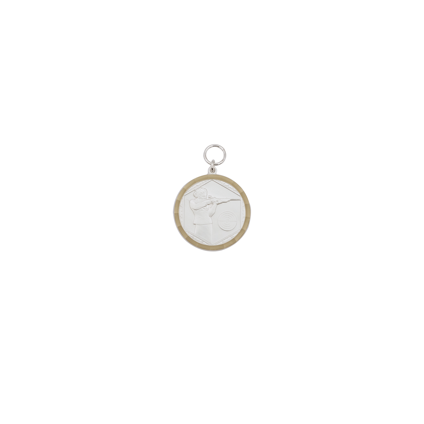 Medaille, Messing, versilbert, mit Öse(n) und Ring(en)