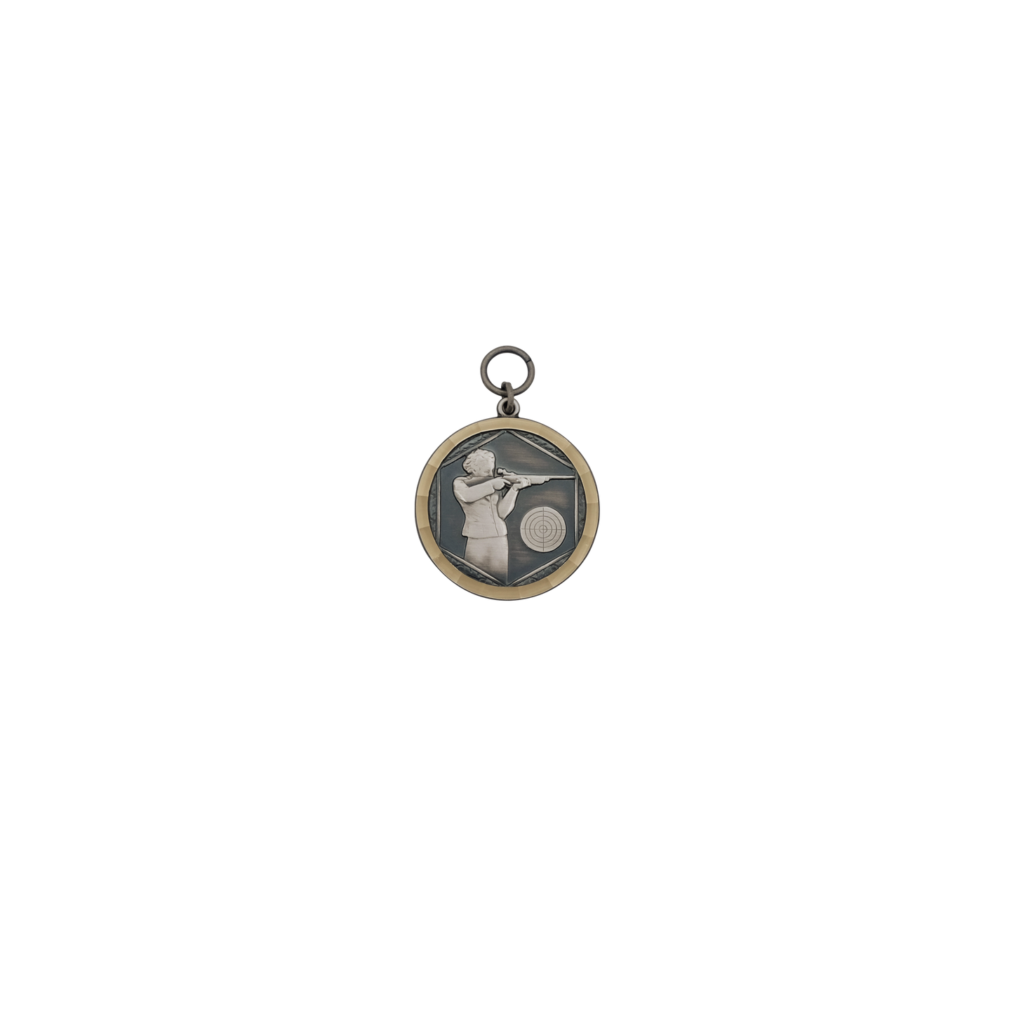 Medaille, Messing, altsilber, mit Öse(n) und Ring(en)