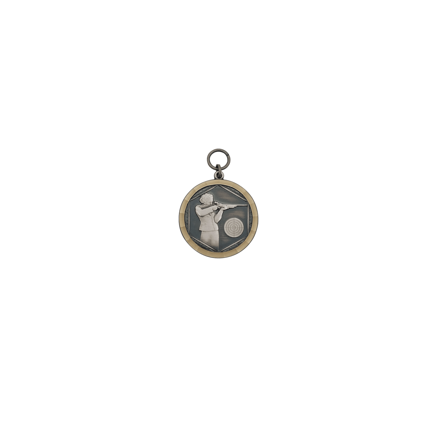Medaille, Messing, altsilber, mit Öse(n) und Ring(en)