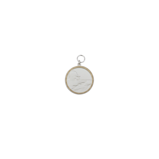 Medaille, Messing, versilbert, mit Öse(n) und Ring(en)