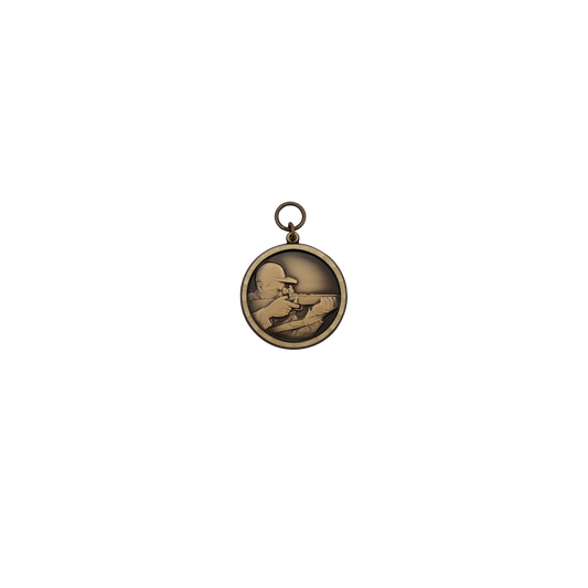 Medaille, Messing, bronzefarbig, mit Öse(n) und Ring(en)