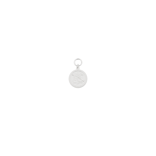 Anhänger, Messing, versilbert, mit Öse(n) und Ring(en)