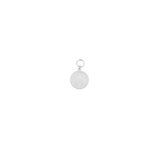 Anhänger, Messing, versilbert, mit Öse(n) und Ring(en)