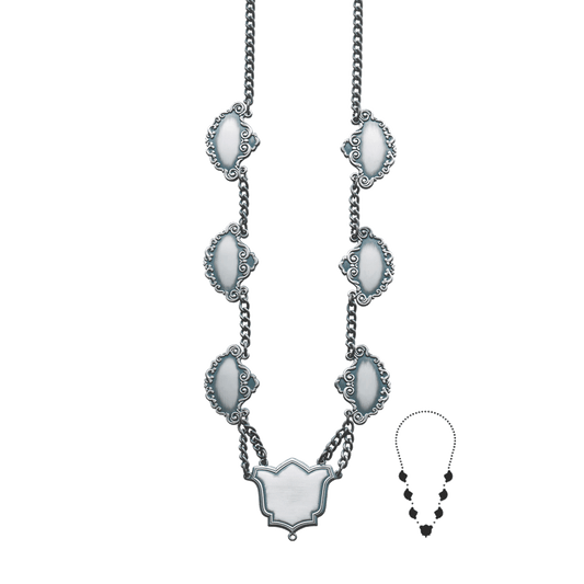 Schützenkette mit Mittelstück, Messing, altsilber,