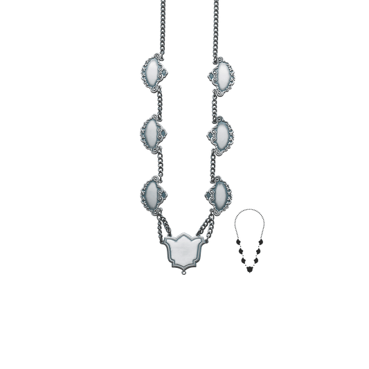 Schützenkette mit Mittelstück, Messing, altsilber,