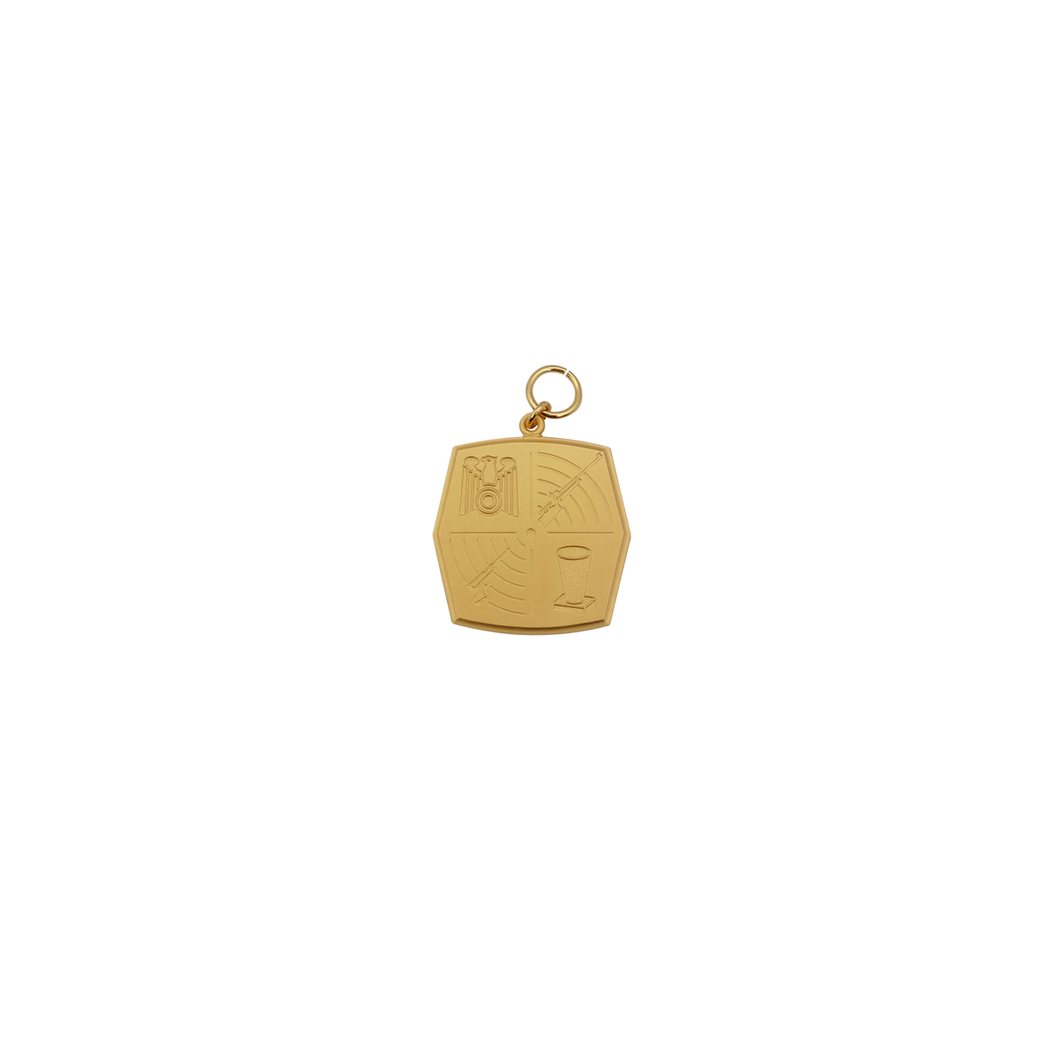 Medaille, Messing, vergoldet, mit Öse(n) und Ring(en)