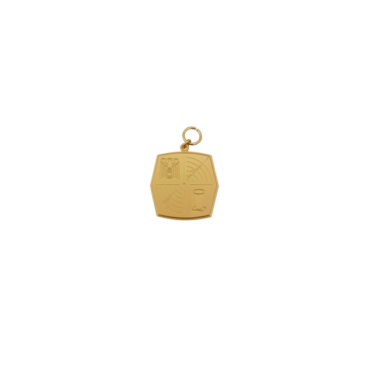Medaille, Messing, vergoldet, mit Öse(n) und Ring(en)