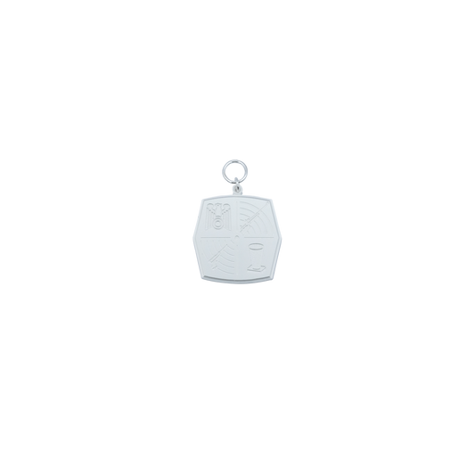 Medaille, Messing, versilbert, mit Öse(n) und Ring(en)