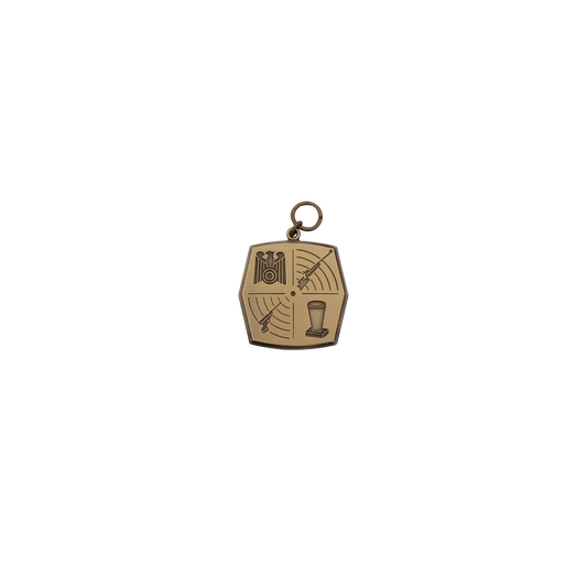 Medaille, Messing, bronzefarbig, mit Öse(n) und Ring(en)