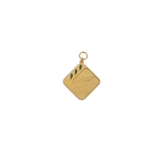 Medaille, Messing, vergoldet, mit Öse(n) und Ring(en)