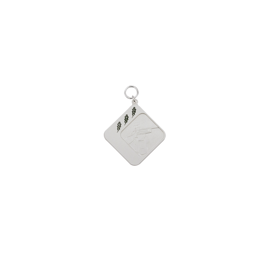 Medaille, Messing, versilbert, mit Öse(n) und Ring(en)