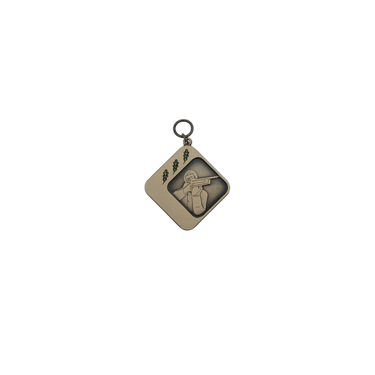Medaille, Messing, bronzefarbig, mit Öse(n) und Ring(en)