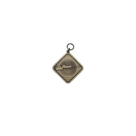 Medaille, Messing, bronzefarbig, mit Öse(n) und Ring(en)