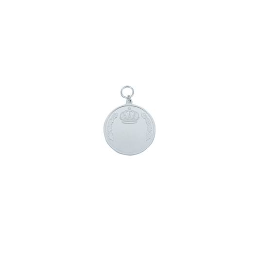 Medaille, Messing, versilbert, mit Öse(n) und Ring(en)