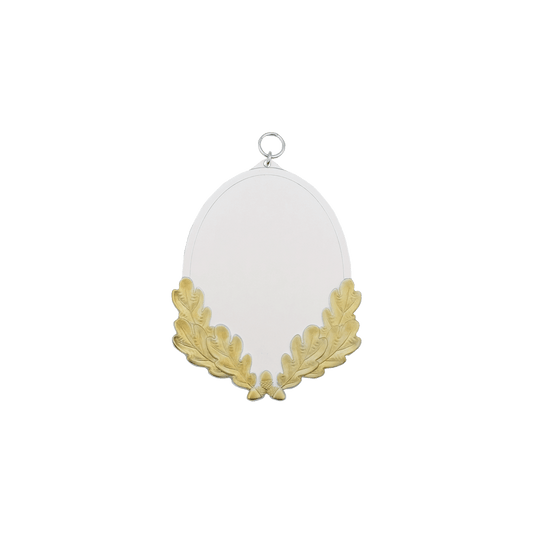 Schild, Messing, ziervergoldet, mit Öse(n) und Ring(en)