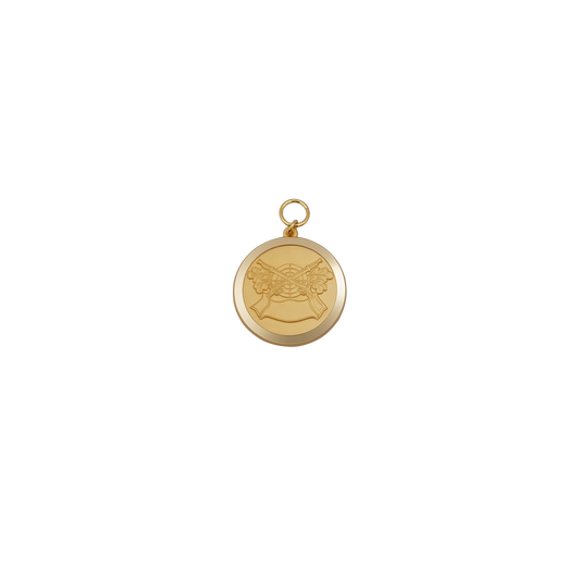 Medaille, Messing, vergoldet, mit Öse(n) und Ring(en)