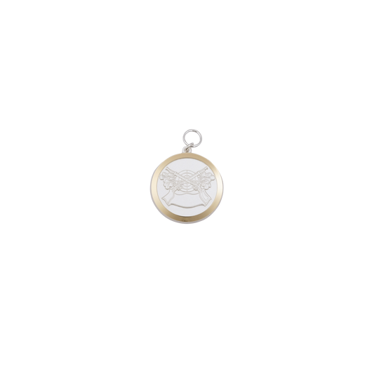 Medaille, Messing, versilbert, mit Öse(n) und Ring(en)