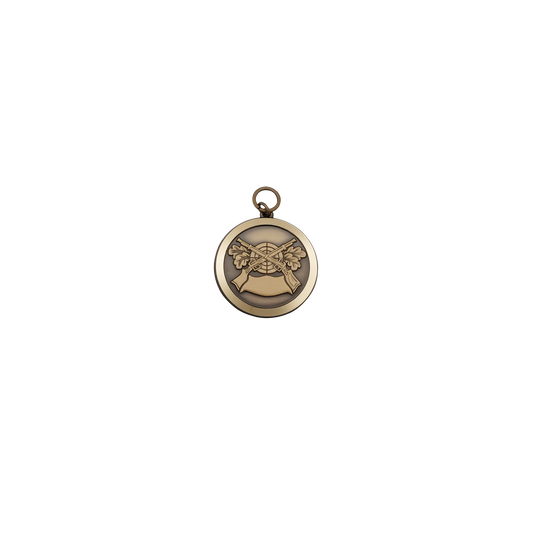 Medaille, Messing, bronzefarbig, mit Öse(n) und Ring(en)