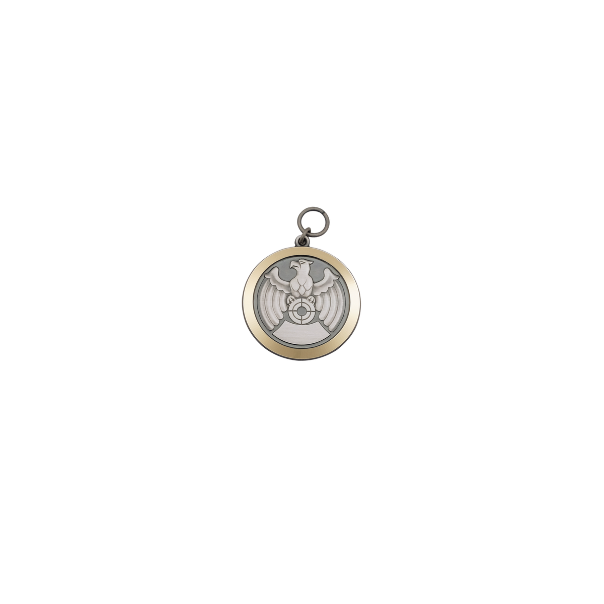 Medaille, Messing, altsilber, mit Öse(n) und Ring(en)