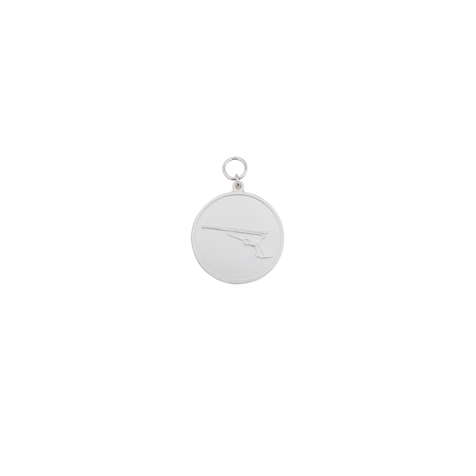 Medaille, 39mm, Messing, versilbert, mit Öse(n) und Ring(en)