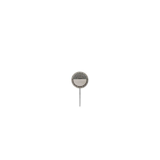 Abzeichen, Messing, altsilber, mit langer Nadel