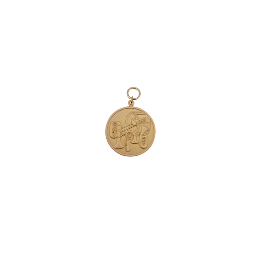Medaille, 39mm, Messing, vergoldet, mit Öse(n) und Ring(en)