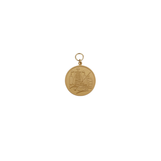 Medaille, 39mm, Messing, vergoldet, mit Öse(n) und Ring(en)