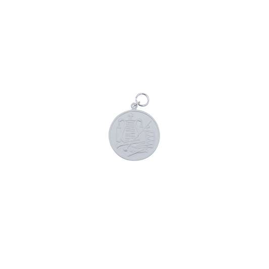 Medaille, 39mm, Messing, versilbert, mit Öse(n) und Ring(en)