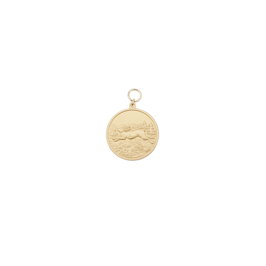 Medaille HASE, Messing, vergoldet, mit Öse(n) und Ring(en)