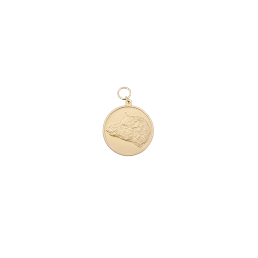 Medaille KEILERKOPF, Messing, vergoldet, mit Öse(n) und Ring(en)