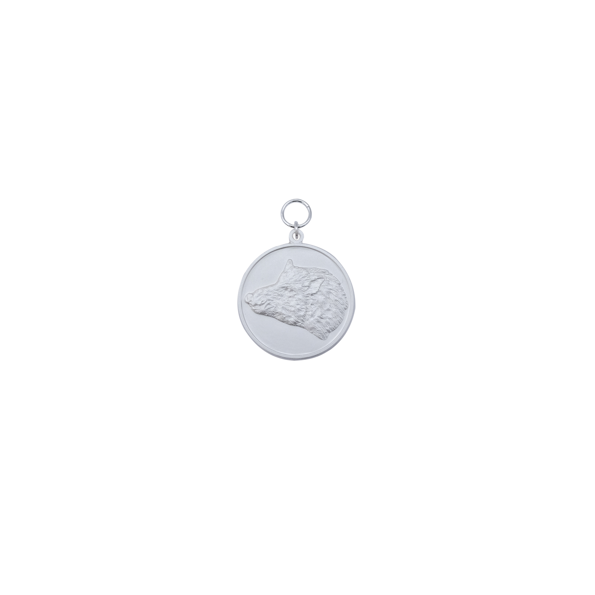 Medaille KEILERKOPF, Messing, versilbert, mit Öse(n) und Ring(en)