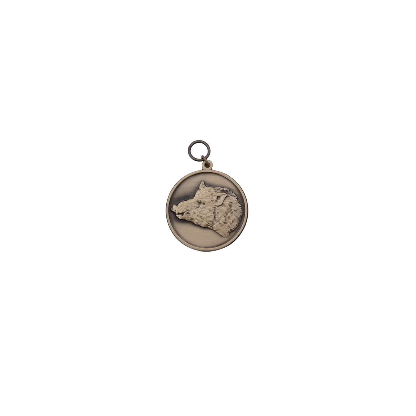 Medaille KEILERKOPF, Messing, bronzefarbig, mit Öse(n) und Ring(en)