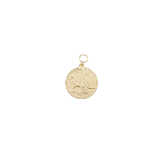 Medaille FUCHS, Messing, vergoldet, mit Öse(n) und Ring(en)
