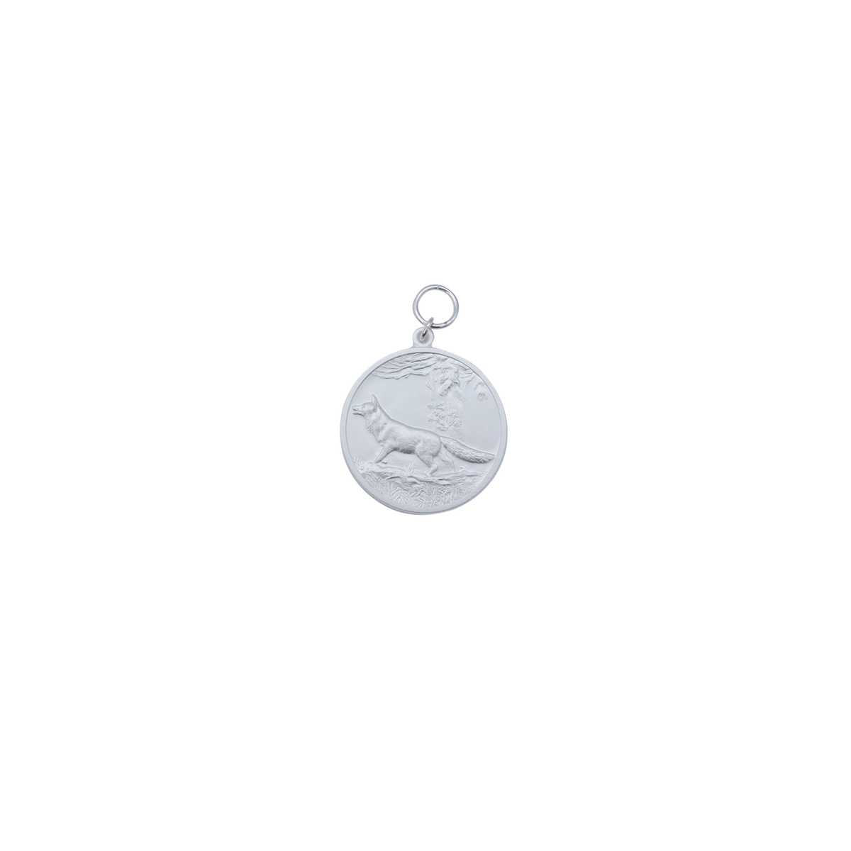 Medaille FUCHS, Messing, versilbert, mit Öse(n) und Ring(en)