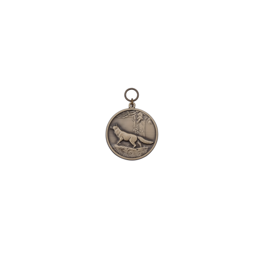 Medaille FUCHS, Messing, bronzefarbig, mit Öse(n) und Ring(en)