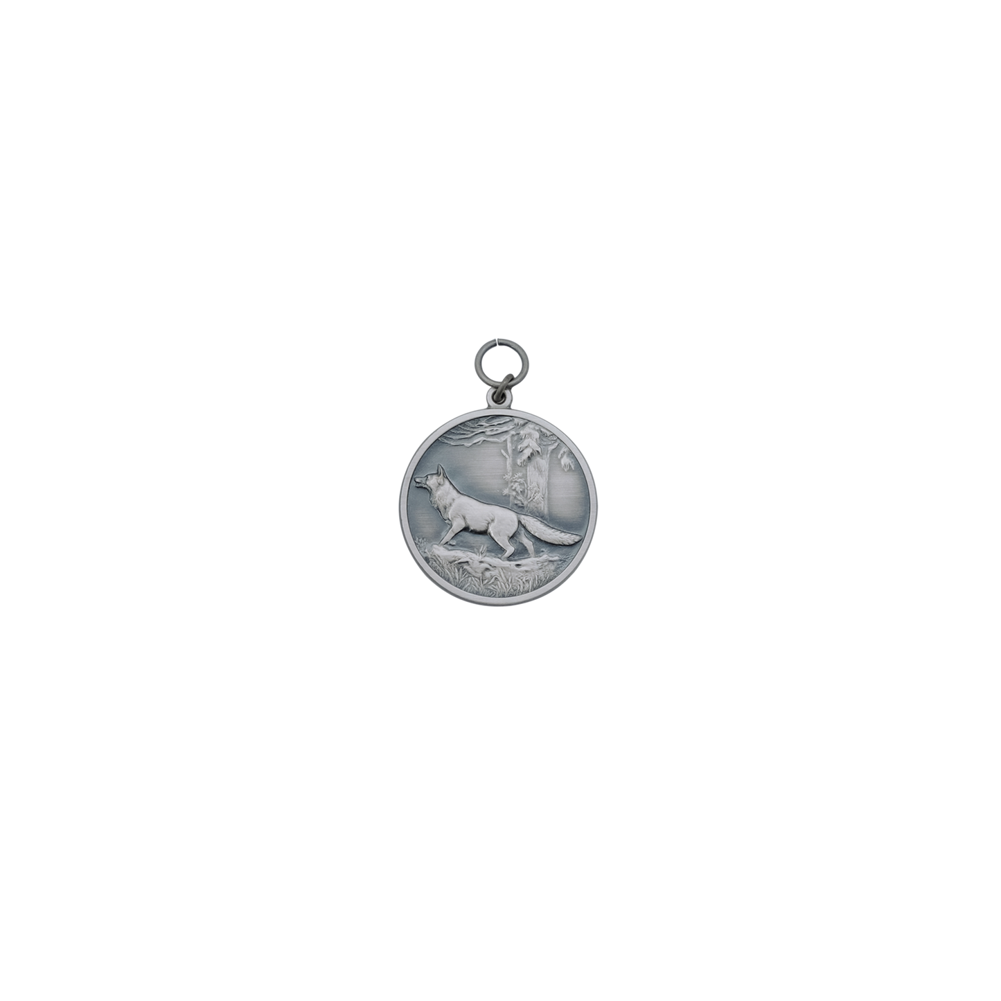 Medaille FUCHS, Messing, altsilber, mit Öse(n) und Ring(en)