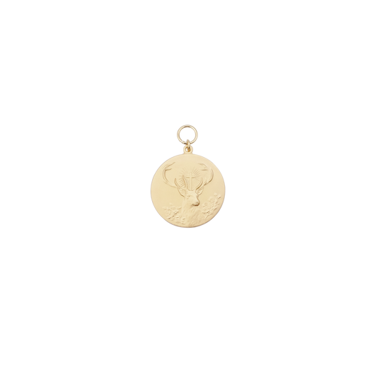 Medaille HUBERTUSHIRSCH, Messing, vergoldet, mit Öse(n) und Ring(en)