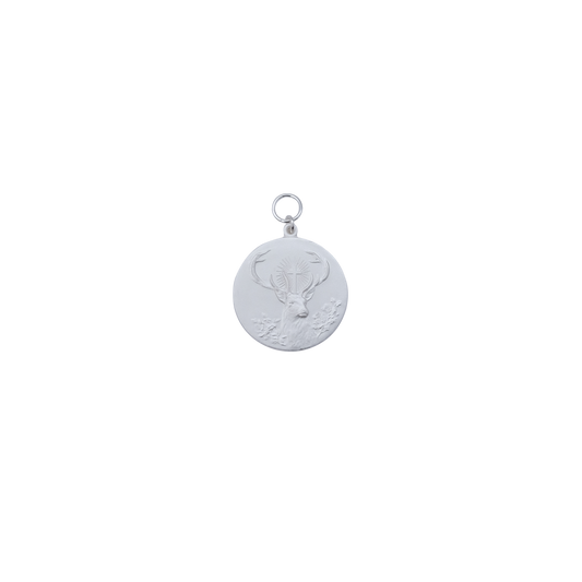 Medaille HUBERTUSHIRSCH, Messing, versilbert, mit Öse(n) und Ring(en)
