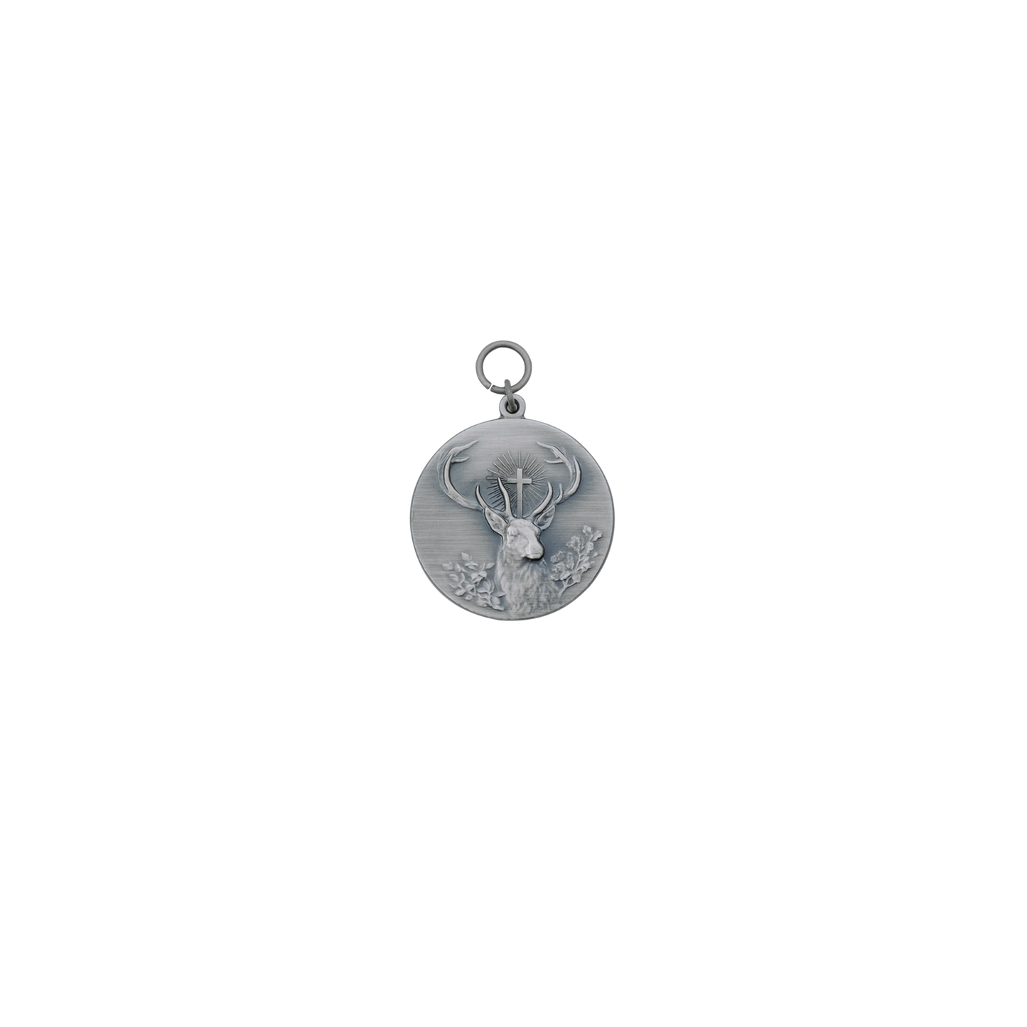 Medaille HUBERTUSHIRSCH, Messing, altsilber, mit Öse(n) und Ring(en)