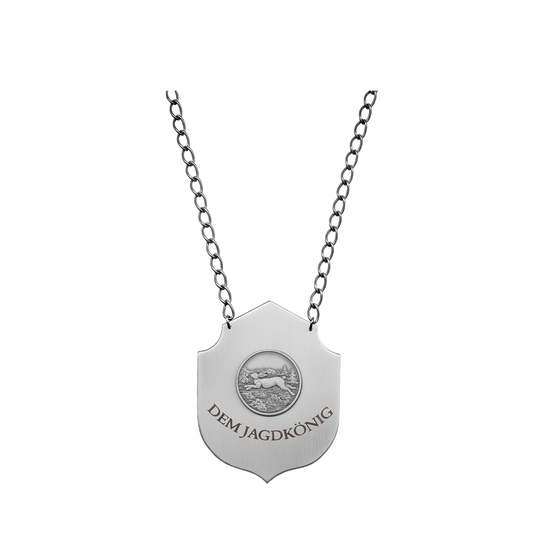 Jagdkette , Messing, altsilber, mit Gravur und Medaille 54787-31