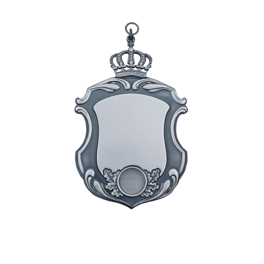 Schild, Messing, altsilber, mit Öse(n) und Ring(en)